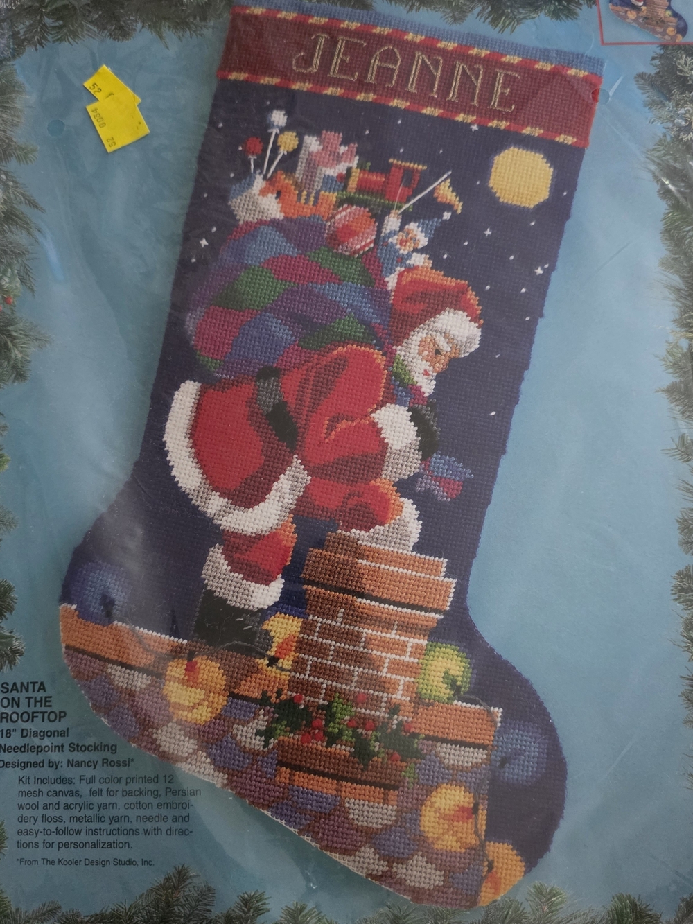 Bucilla RARE Santa On The Rooftop Stocking Vintage Needlepoint 60732 SEALED NOS